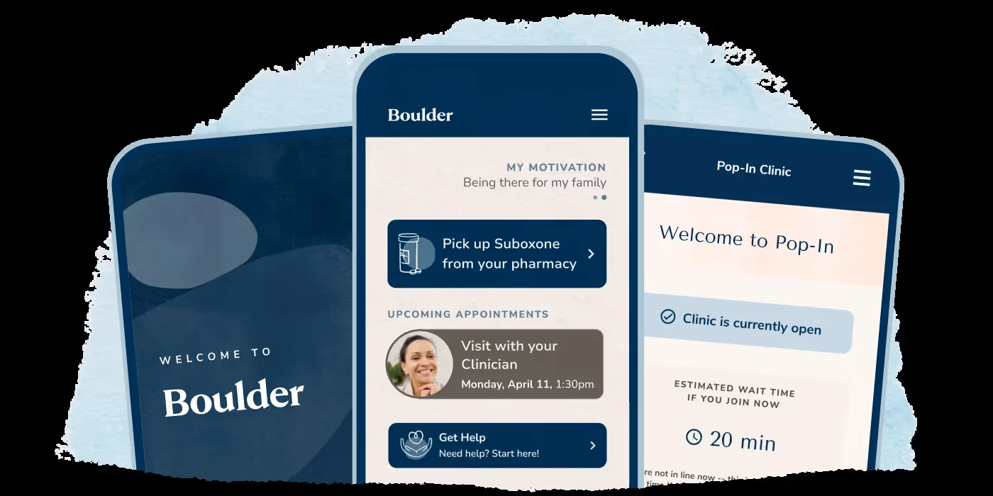 Boulder Care mobile app interface illustration